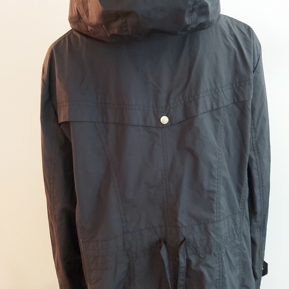 Cole Haan black hooded long trench rain coat - Picture 8 of 15